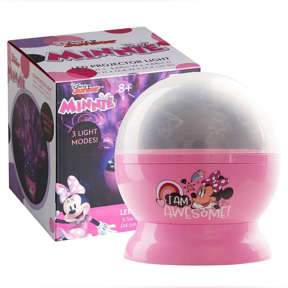 NIB Disney Minnie Mouse Rotating LED Projection Kids Lamp and Nightlight